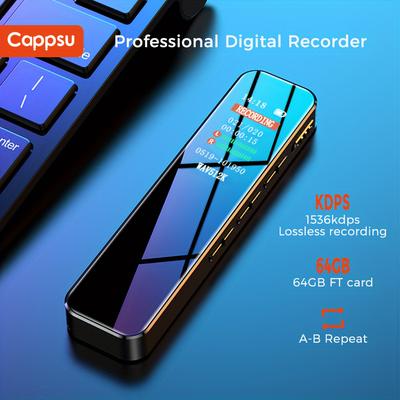 64gb Digital Voice Activated Recorder With Mp3 To Play Music, Portable Tape Recorder, Audio Recording Device With Playback For Lecture Conferences, Compact With Line Input, Supports Tf Expansion