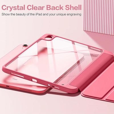 Case Compatible With Ipad 10th Generation 2022 10.9 Inch With Pencil Holder, Slim Protective Cover With Clear Back Shell For Ipad 10th Gen A2696 A2757 A2777, Auto Wake/sleep, Watermelon Pink