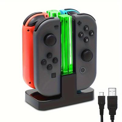 Controller Charger For Switch & Oled Model, Charging Dock Station For Pro Controller With Charger Indicator And Type C Charging Cable (black)