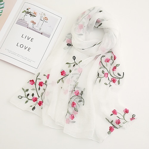 Damenschal mit Kirschblüten-Print, leicht, zartrosa, geblümt, atmungsaktiv, lässig, Büro, Abend, Einheitsgröße, Frühling, Herbst, Accessoires Image