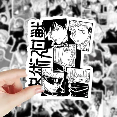 10/30/50/100pcs Black and White Anime Jujutsu Kaisen Stickers for Kids Graffiti Car Phone Laptop Waterproof Cool Sticker Gifts