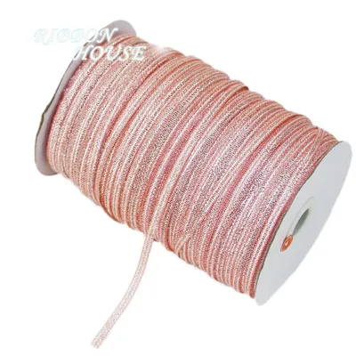 (40 meters/lot) 1/8'' (3mm) pink Metallic Glitter Ribbon Colorful gift package ribbons wholesale