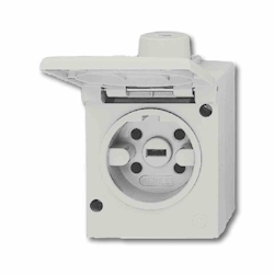 Busch-Jaeger PERILEX Perilex-Steckdose, 16A, Aufputz, IP44, mit Klappdeckel, grau, Kunststoffgehäuse, RAL7035 Image