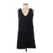 TeXTURE & THREAD Madewell Casual Dress - Slip dress V Neck Sleeveless: Black Solid Dresses - Women's Size 2X-Small