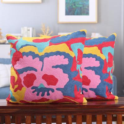 Comedic Facet,'Embroidered Whimsical Cotton Cushio...