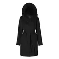 Hollies, Coats, female, Black, 2Xl, Wool Coat with Fox Fur Hood