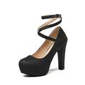 jonam High Heels Platform Heels High Heels Ladies Party Ladies Wedding Shoes (Color : Schwarz, Size : 8)