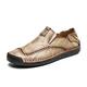 jonam Men's Shoes Men Shoes Leather Mens Shoes Casual Low Slip On Men's Shoes (Color : Khaki, Size : 11)