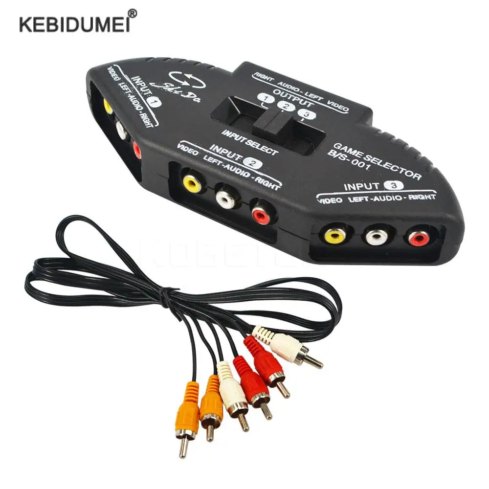 Audio Video AV RCA Splitter Switch selettore Box Splitter con cavo 3 vie 3 RCA per lettore DVD TV STB per XBOX PS2
