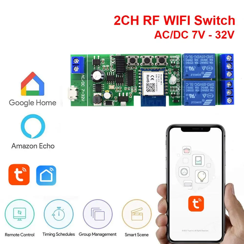 Tuya Smart Wifi Switch für die Beleuchtung RF 433MHz Wireless Switch Smart Life App Sprach steuerung Arbeit mit Alexa Google Home Alice Image