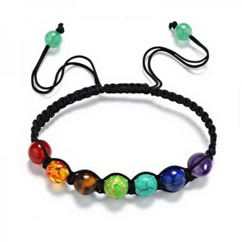 Mode Elegante Lotus Bunte 7 Chakra Yoga Armband Healing Balance Perlen Reiki Natürliche Steine Armband Für Frauen Schmuck Geschenk Image