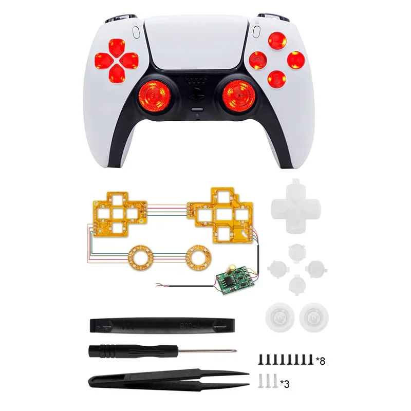 Für ps5 controller diy color light board 6 farben können diy luminated d-pad thumbs ticks tasten led kit für playstation 5 wechseln Image