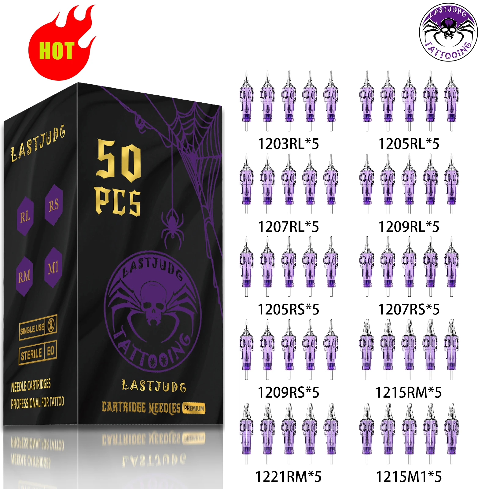 Tattoo Nadel lastjudg 50pcs gemischte Einweg-Tattoo-Nadeln rl rs m1 rm Permanent Make-up Tattoo Patrone Nadel für Tattoo-Stift Image