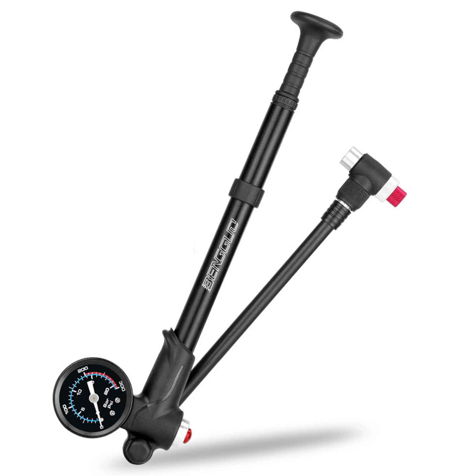 Fahrrad-Stoßdämpfer pumpe mit Manometer 300psi Hochdruck-Fahrradreifen-Luftpumpe für Fahrrad gabel und Hinterrad aufhängung Image