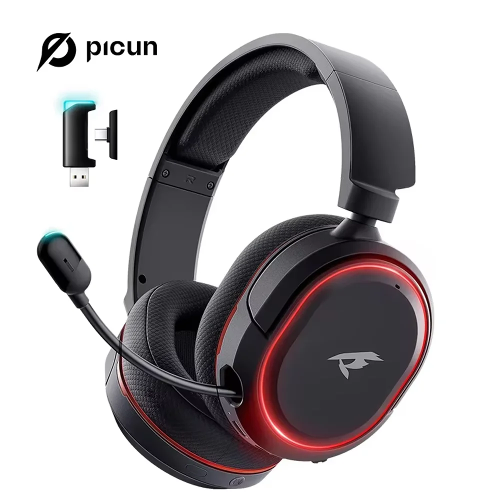 Picun G2 2,4G Wireless Gaming Headset Bluetooth Kopfhörer 5ms Niedrige Latenz 7,1 Surround ENC Mikrofon Für PC PS4 PS5 Telefon Schalter