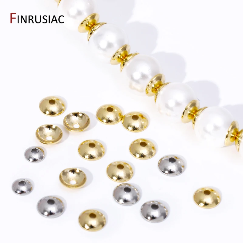 3/4mm 14K vergoldetes Messing Runde Perlenkappen passend, Perlenendkappen für Schmuckherstellung Handarbeiten Spacer Bead Caps DIY Zubehör Image