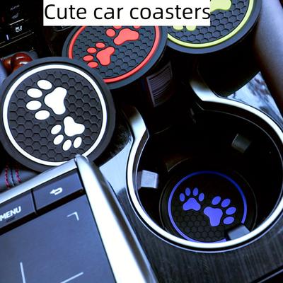 2pcs Car Cup Holder Coaster Paw Silicone Anti Slip Dog Paw Coaster Mat Accessories For Most Cars, Trucks, Rvs And More