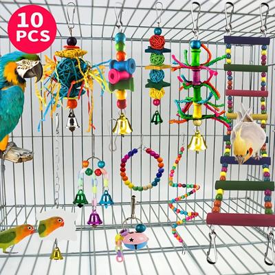 10pcs Random Color Bird Toys, Bird Swing, Parrot C...