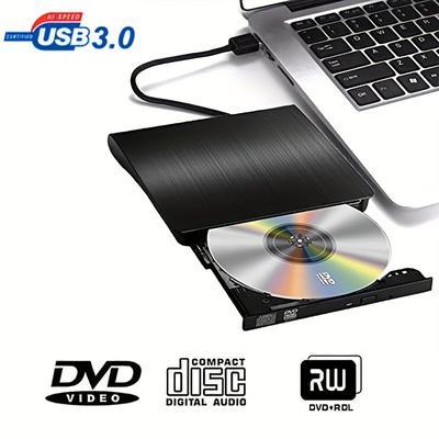 External Dvd Drive, Usb 3.0 Portable, Type-c Compatible, Cd/dvd Player Compatible Laptop Desktop Pc Windows Linux Ios Black/white