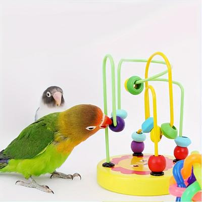 Interactive Wooden Parrot Bead Toy - Engaging Bird...