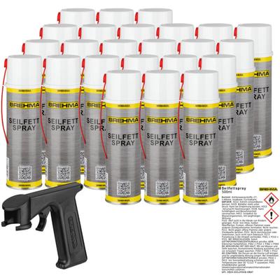 24x Brehma Seilfett Spray 500ml Fettspray Sprühfett Kettenfett mit Griff