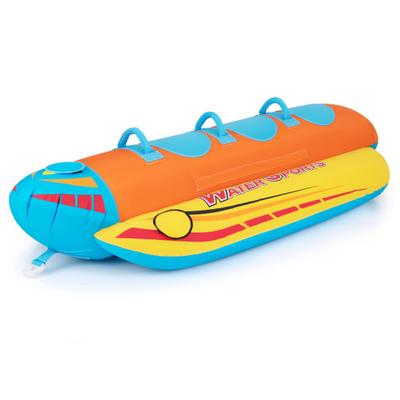 Costway 3-Person Inflatable Banana Boat with 3 EVA-padded Seats and Handles