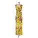 Plenty By Tracy Reese Casual Dress - Maxi V-Neck Sleeveless: Yellow Print Dresses - Women's Size Small