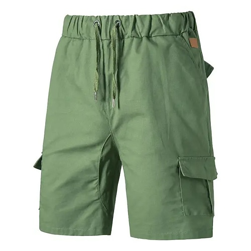 Herren Cargo Shorts Kurze Hosen Shorts Kurze Hosen Bermudas Kordelzug Multi Pocket Glatt Draussen Sport Knielänge Outdoor Täglich Modisch Brautkleider schlicht Schlank Schwarz Marineblau Unelastisch Image