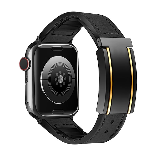 Lederband Kompatibel mit Apple Watch Armband 38mm 40mm 41mm 42mm 44mm 45mm 49mm Robust Zwei Ton Luxus Echtes Leder Ersatzarmband für iwatch Ultra 2 Series 9 8 7 SE 6 5 4 3 2 1 Image