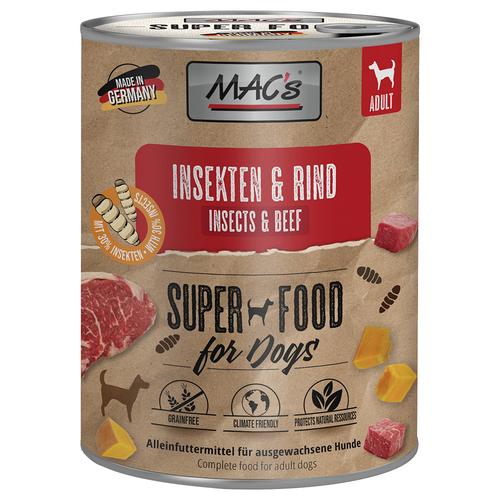 6x750g MAC's Nassfutter für Hunde mit Insekten Rind & Insekten