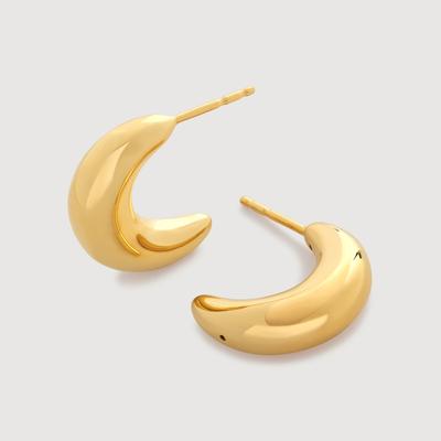 Gold Crescent Moon Medium Hoop Earrings