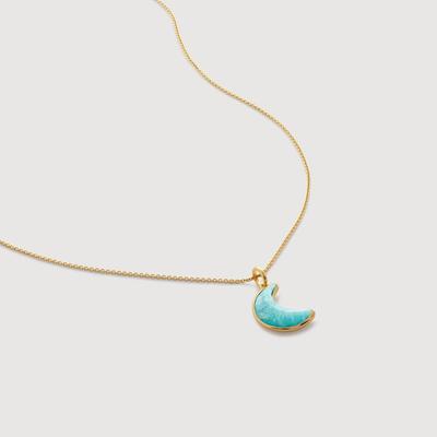 Crescent Moon Gemstone Pendant Charm Fine Necklace Set