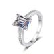 AMDXD Wedding Ring 14/18 Carat White Gold, Classic Friendship Rings with Laboratory Diamond 2 Carat (Emerald Cut, VVS1), 750/585 Gold Solitaire Ring Women's Real Jewellery, Size 47-62, 14ct White