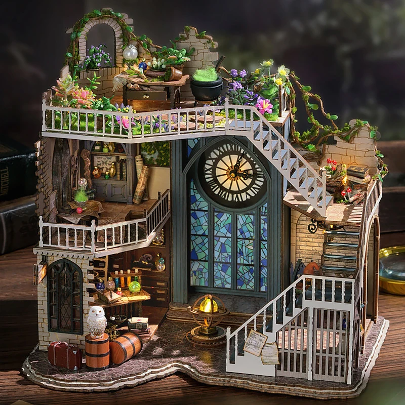 Maison de poupée en bois, Mini Puzzle 3D fait à la main, assemblage, modèle de construction magique, jouet, décoration de chambre à coucher avec meubles, maison de poupée