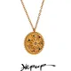 Yhpup-Collier pendentif rond en or 18 carats pour femme acier inoxydable bijoux fantaisie colorés