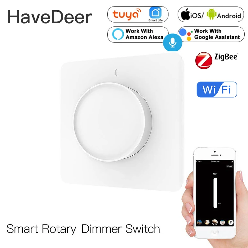 Smart Switch Rotary Light Dimmer EU WIFI ZigBee Helligkeit Speicher Smart Life/Tuya APP Fernbedienung Funktioniert mit Alexa Google Image