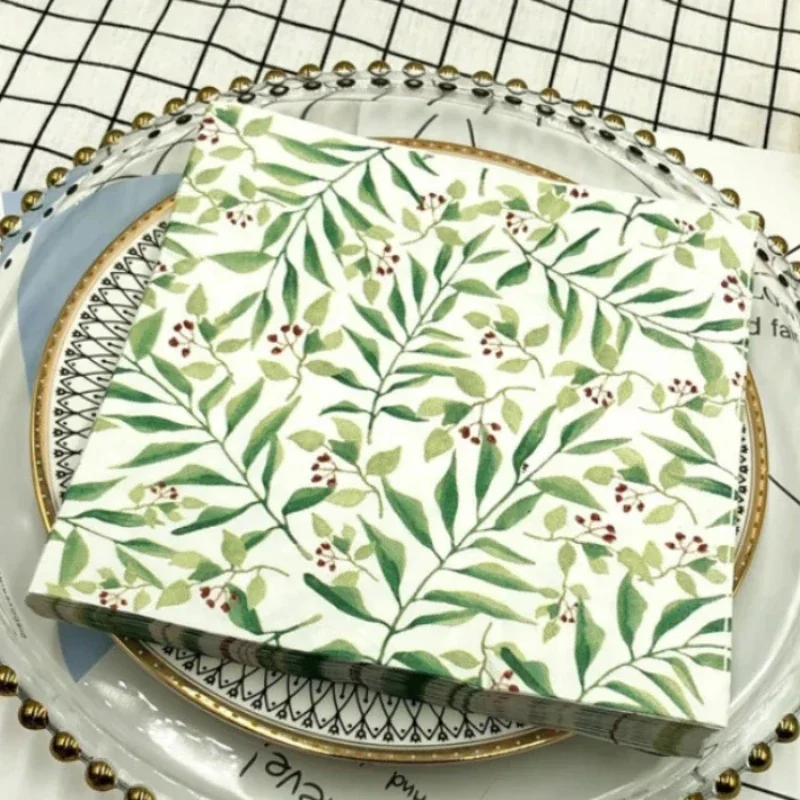 Bunte Servietten, bedruckte quadratische Papierservietten, Restaurant, Blumen-Gesichtstücher, Hotel, Hochzeit, Tischdekoration, reines Zellstoffpapier Image