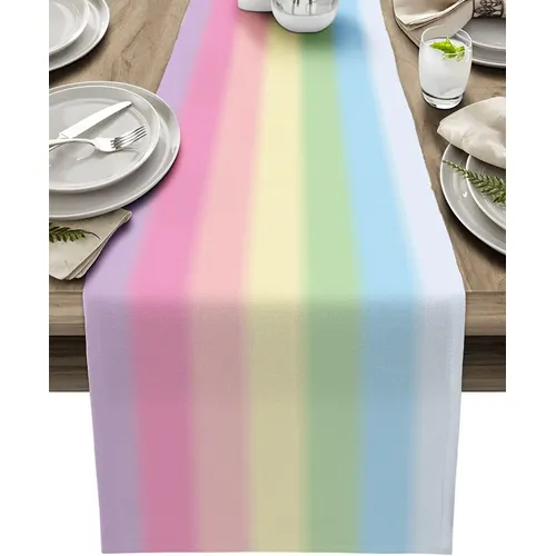 Chemin de Table en lin coloré ombré couleur bonbon, écharpe de commode, décor de Table de cuisine,