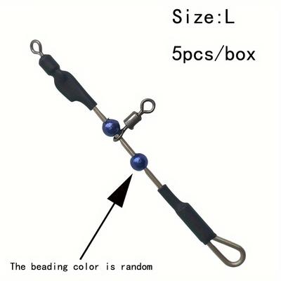 TEMU 5pcs Smooth Rotating Bearing Swivel Fishing Connectors - Durable Stainless Steel & Copper With Heat Shrinkable Tube, , For Efficient Outdoor Fishing, Fishing Gear Image