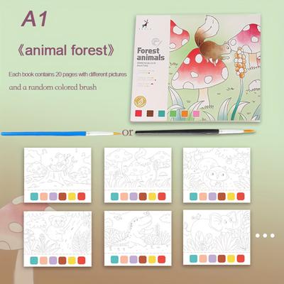 1pc Children Pocket Portable Watercolor Coloring Book With Paint And Brush Graffiti Coloring Book Set Diy Painting Bookmark Art