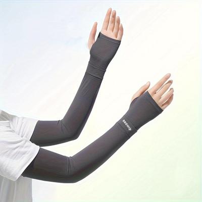 Summer Long Sun Sleeves Solid Color Elastic Arm Co...