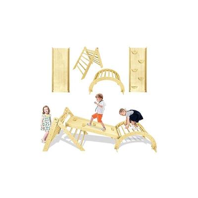 Naizy - Kletterdreieck 3-in-1 Multifunktion Klettergerüst Indoor Montessori Birkenholzspielplatz