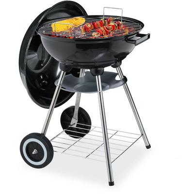 Kugelgrill mit Deckel, Ablage & Aschetopf, fahrbar, Garten & Camping, Grill ∅ 40 cm, Image