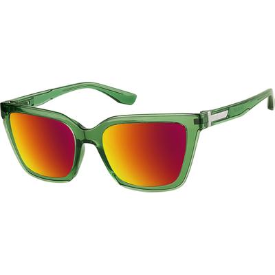 Zenni Women's Cat-Eye Rx Sunglasses Green Plastic Full Rim Frame