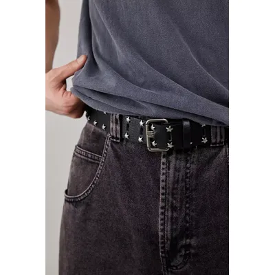 UO Black Star Studded Belt - Black S/M at Urban Outfitters