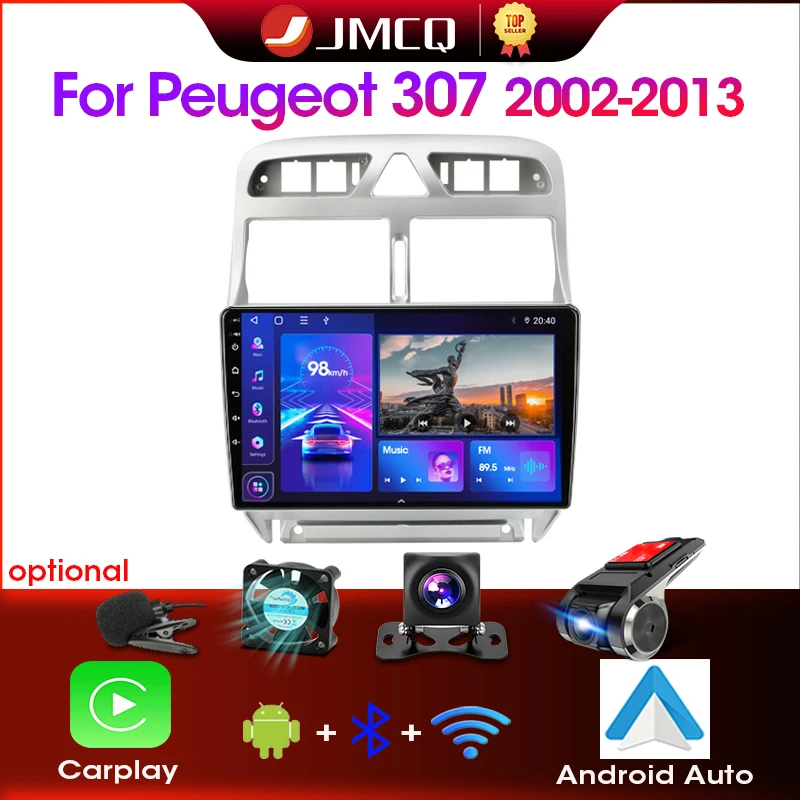 Jmcq 9 "android 12 2din 4g net wifi dsp Autoradio Multimedia-Video-Player für Peugeot 2002 2012-2015 Navigation GPS 2 Din Carplay Image