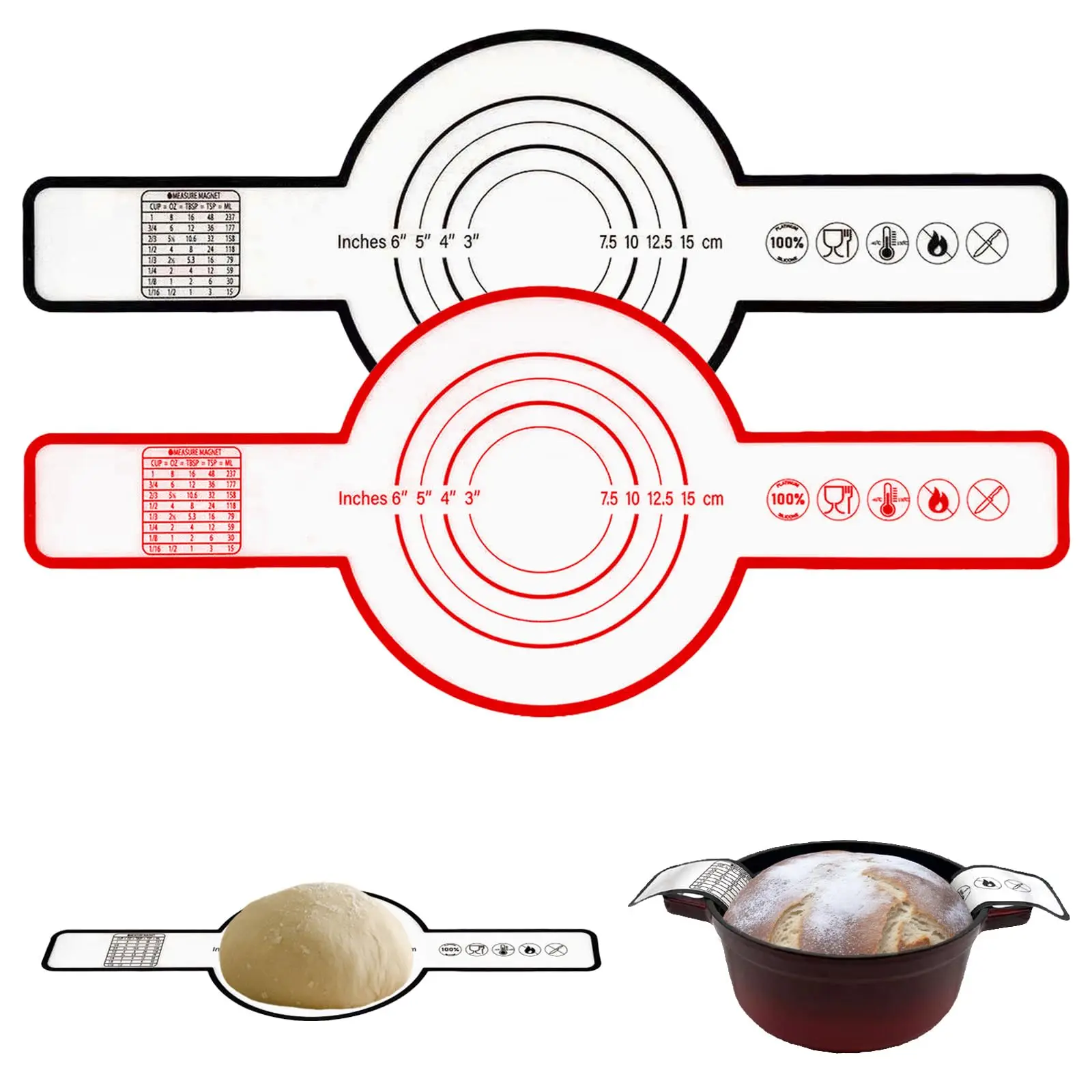 Wiederverwendbare Silikon-Brotschlinge mit langen Griffen, hitzebeständige, antihaftbeschichtete Sauerteig-Backmatte für Backöfen-Backeinlagen-Werkzeuge Image