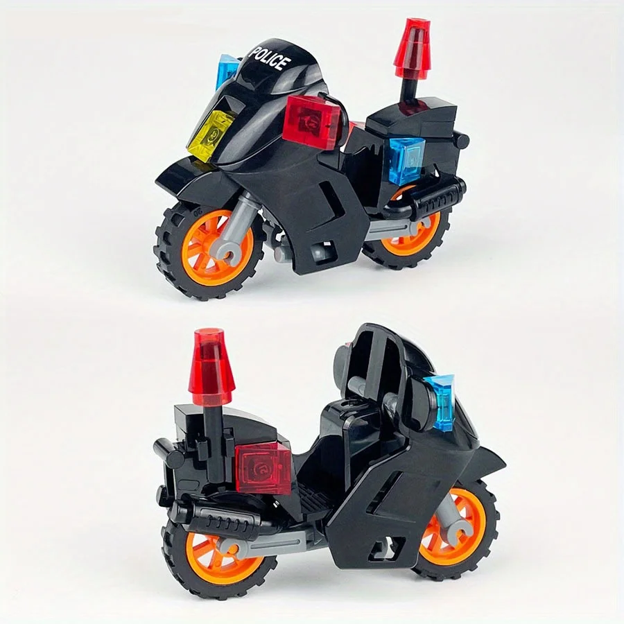 1 Pc Stadt Polizei SWAT Motorrad Modell Bausteine DIY Modell Bausteine Ziegel Kinder Spielzeug 6 + Image