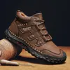 Herrenstiefel aus Mikrofaser-Leder, Outdoor-Sport, rutschfeste High-Top-Wanderschuhe für Herren, optionale Plüsch-Winter-Stiefeletten, große Größe 33