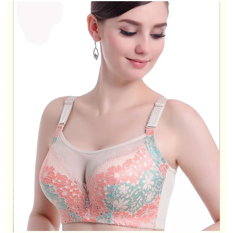 Vollständige Abdeckung Spitze Sexy BH Frauen Solide Push-Up CD DD E F Cup Bralette Große Büste 34 36 38 40 42 44 46 Top Dessous Exotische C3312